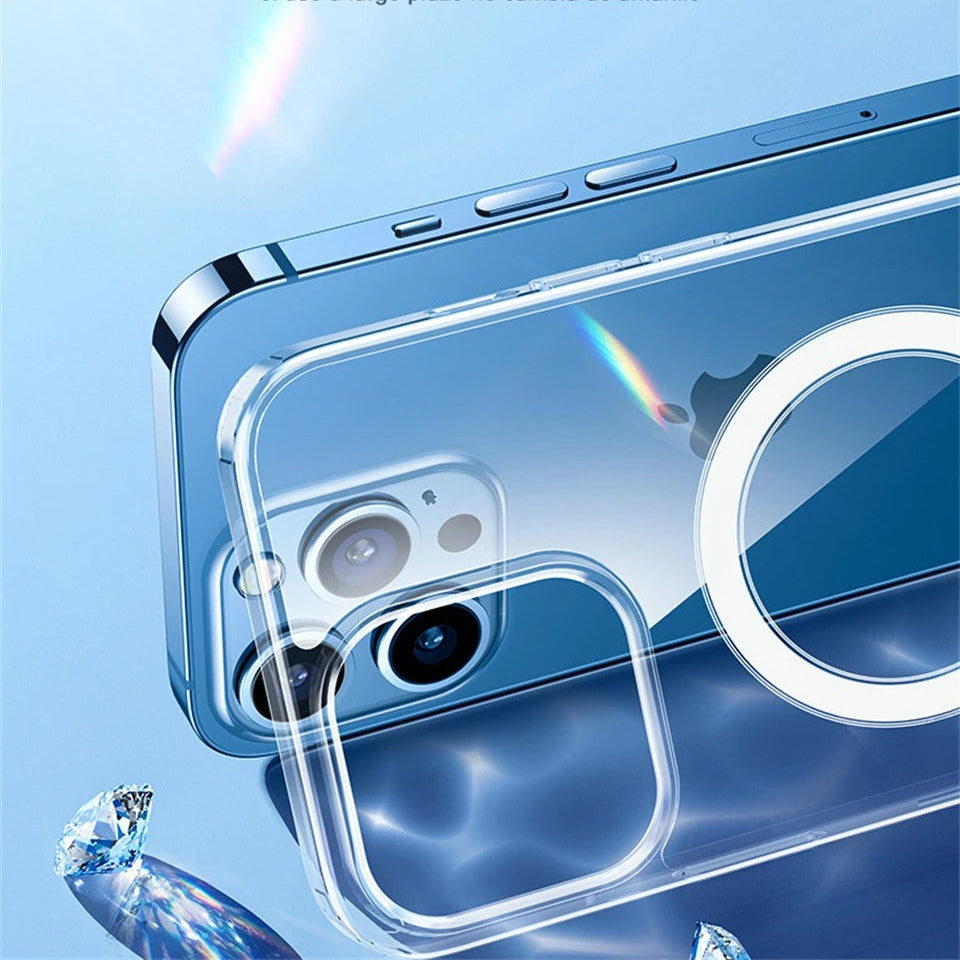 Luxury iPhone Case — MagSafe Clear Shockproof Acrylic Cover with Anti-Fingerprint Anti-Scratch Slim Transparent Design