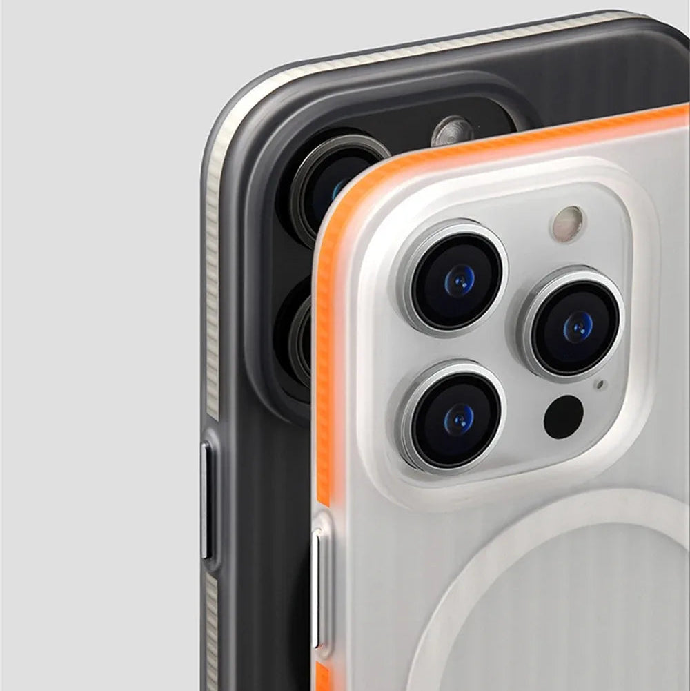 Luxury Corrugated Pattern iPhone Case — Magnetic Magsafe Wireless Charging Cover, Shockproof Hard PC, Non-Slip Matte Finish, Anti-Fingerprint, Dustproof
