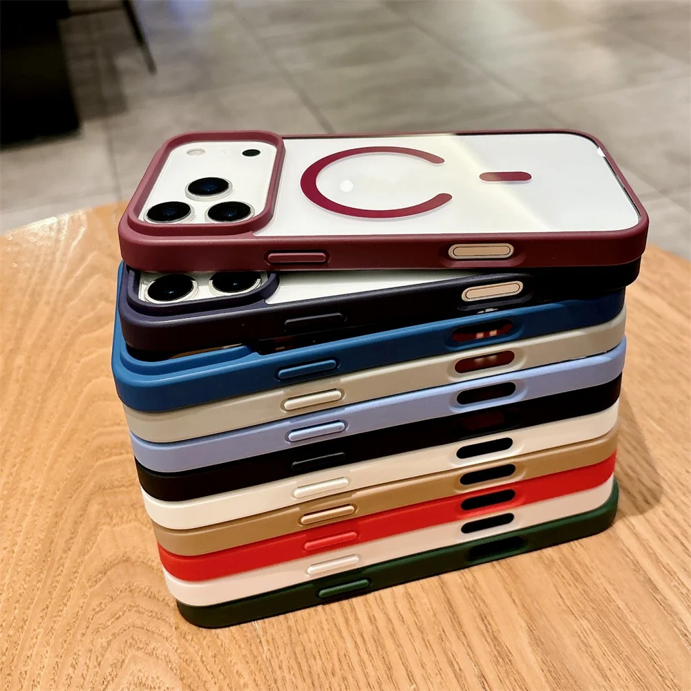 Luxury Magnetic Magsafe Wireless Charging iPhone Case — Transparent Hard Back, Shockproof, Anti-Fingerprint, Slim Protective Cover