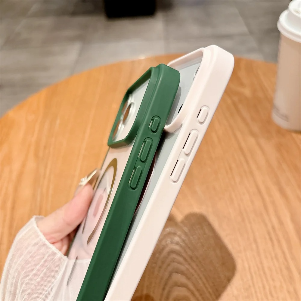 Luxury Magnetic Magsafe Wireless Charging iPhone Case — Transparent Hard Back, Shockproof, Anti-Fingerprint, Slim Protective Cover