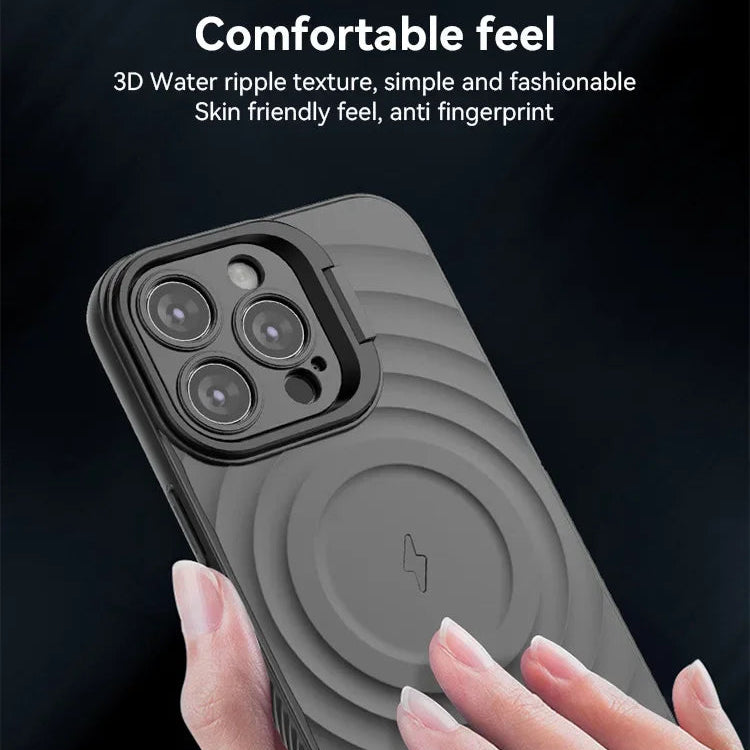 Luxury Magnetic iPhone Case — Adjustable Lens Mount Soft Silicone Cover, Shockproof, Anti-Fingerprint, Anti-Scratch, Dustproof, Non-Slip, Magsafe Compatible