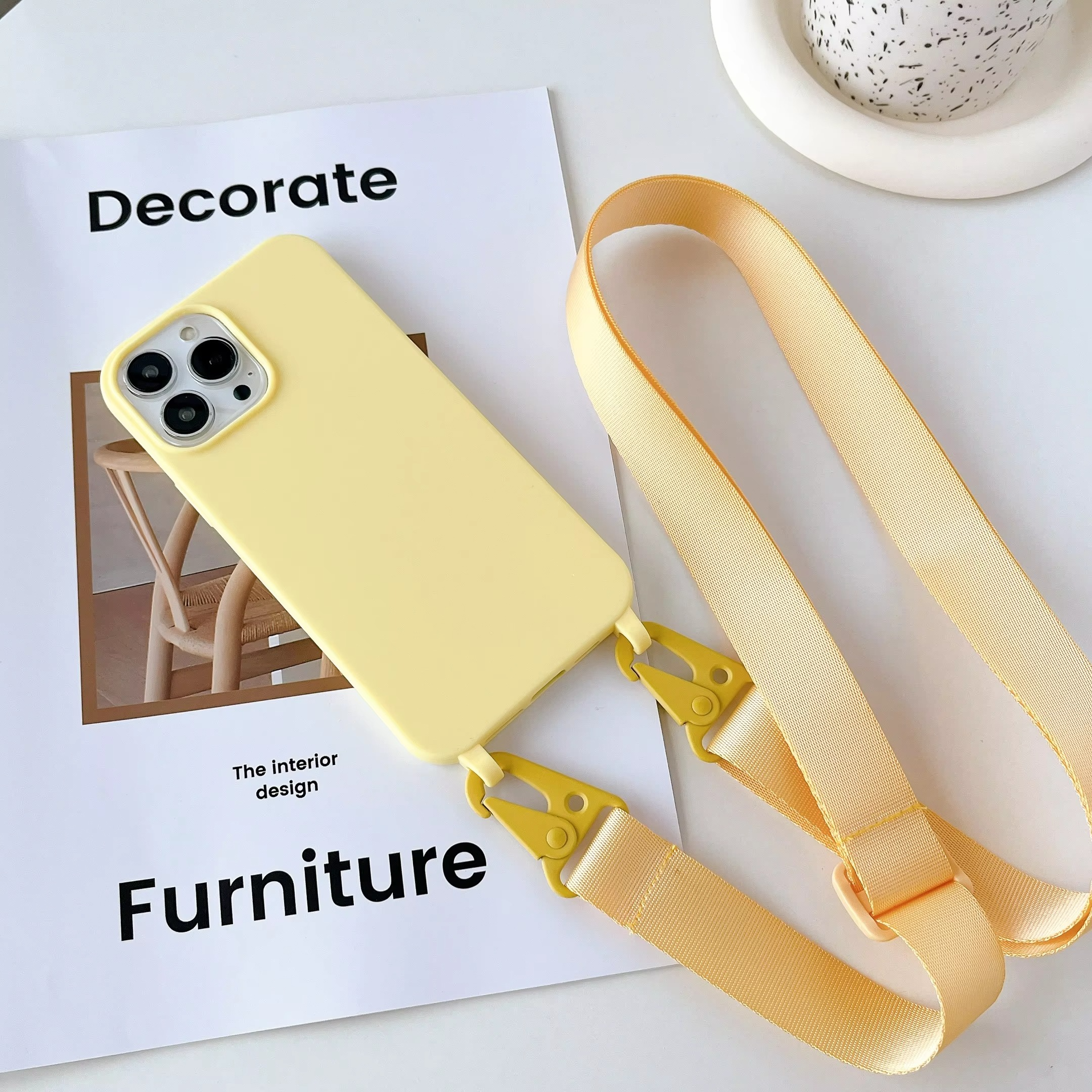 Luxury iPhone Case Crossbody Liquid Silicone — Matte Anti-Fingerprint Shockproof Cover with Lanyard, Full Edge Protection, Non-Slip