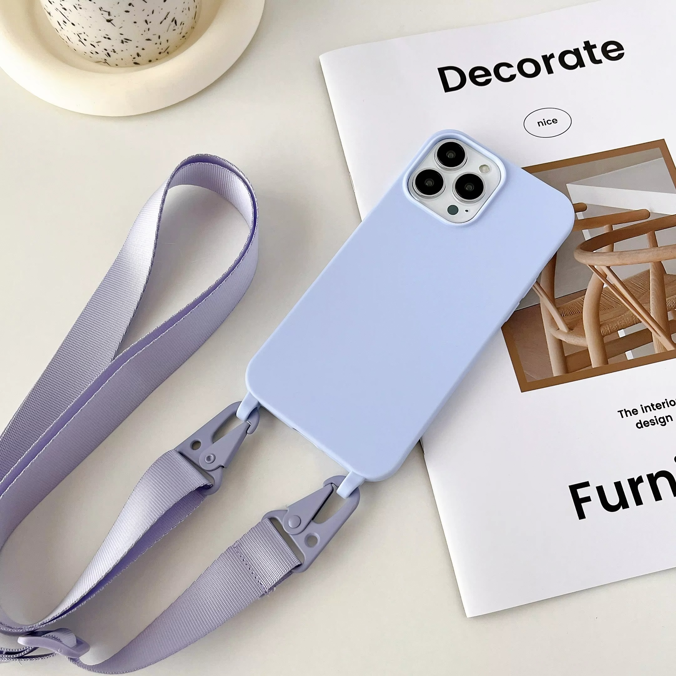 Luxury iPhone Case Crossbody Liquid Silicone — Matte Anti-Fingerprint Shockproof Cover with Lanyard, Full Edge Protection, Non-Slip