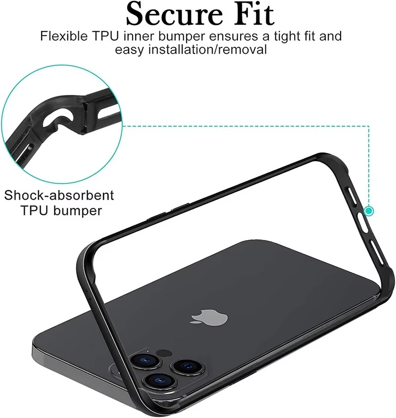 Luxury iPhone Case Ultra-Thin Aluminum Alloy Frame — Lightweight Bumper Protective Cover, Shockproof Hard Metal Shell