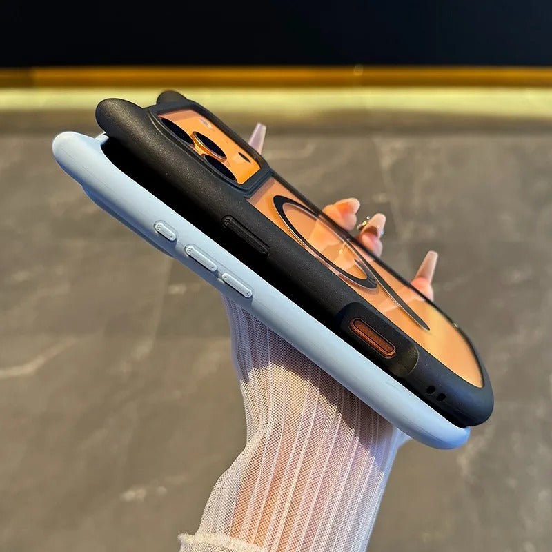 Luxury iPhone Case — 3D Cat Ear MagSafe TPU Cover with Shockproof Protection, Anti-Fingerprint Anti-Scratch Dustproof Non-Slip Transparent Design