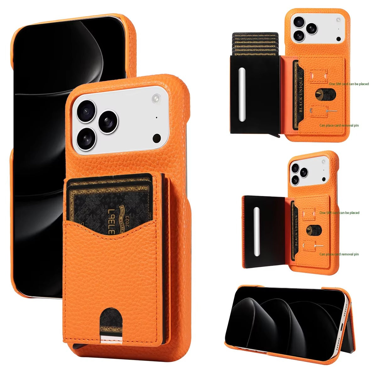 Luxury iPhone Case — Automatic Card Ejection PU Leather Cover, Shockproof Protection, Multi-Function Wallet Design