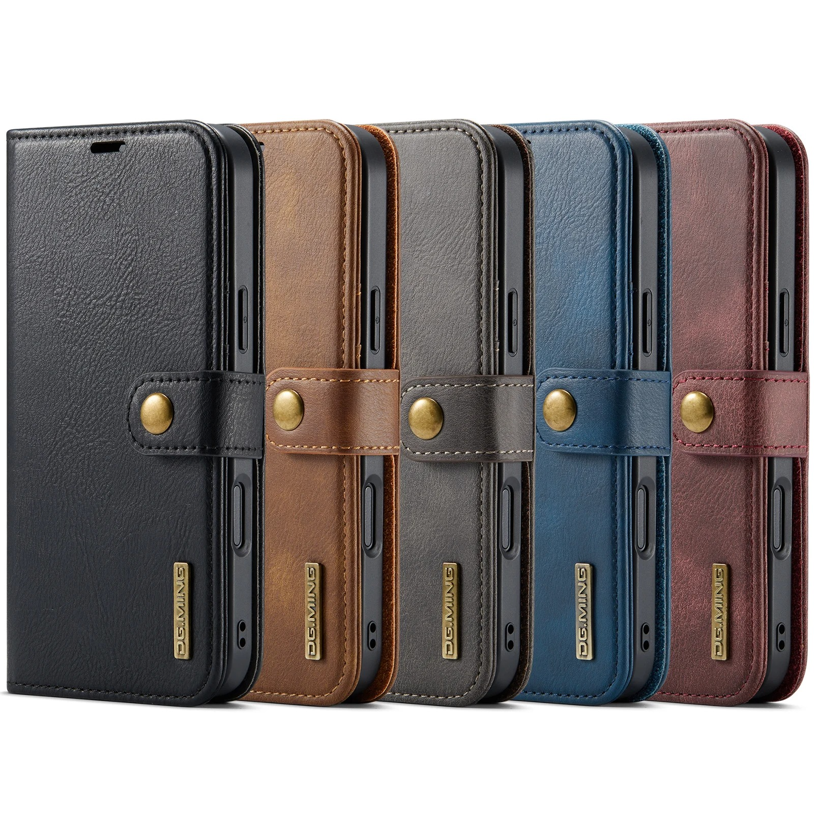 Luxury iPhone Case — Detachable Magnetic Leather Wallet Cover with Card Holder, Flip Design and Protective Full-Body Finish