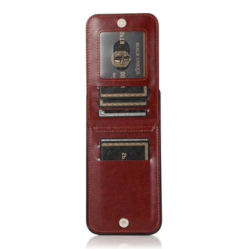 Luxury iPhone Case — Flip Stand Wallet with Card Holder, Retro Leather Cover, Shockproof Anti-Fingerprint Protection, Full Access Design