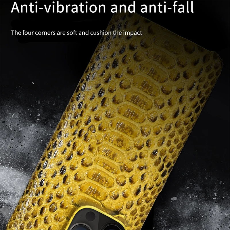 Luxury iPhone Case — Genuine Python Leather Cover with Premium PC Backing, Non-Slip Lightweight Design and Dustproof Anti-Scratch Protection
