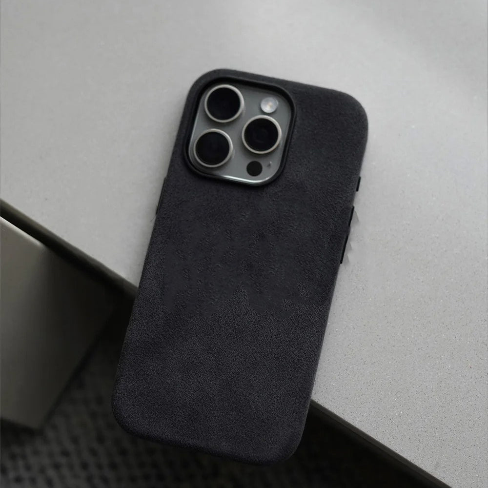 Luxury iPhone Case — MagSafe Suede Leather Cover with Supercar-Inspired Interior Design, Anti-Fingerprint Matte Finish and Non-Slip Protection