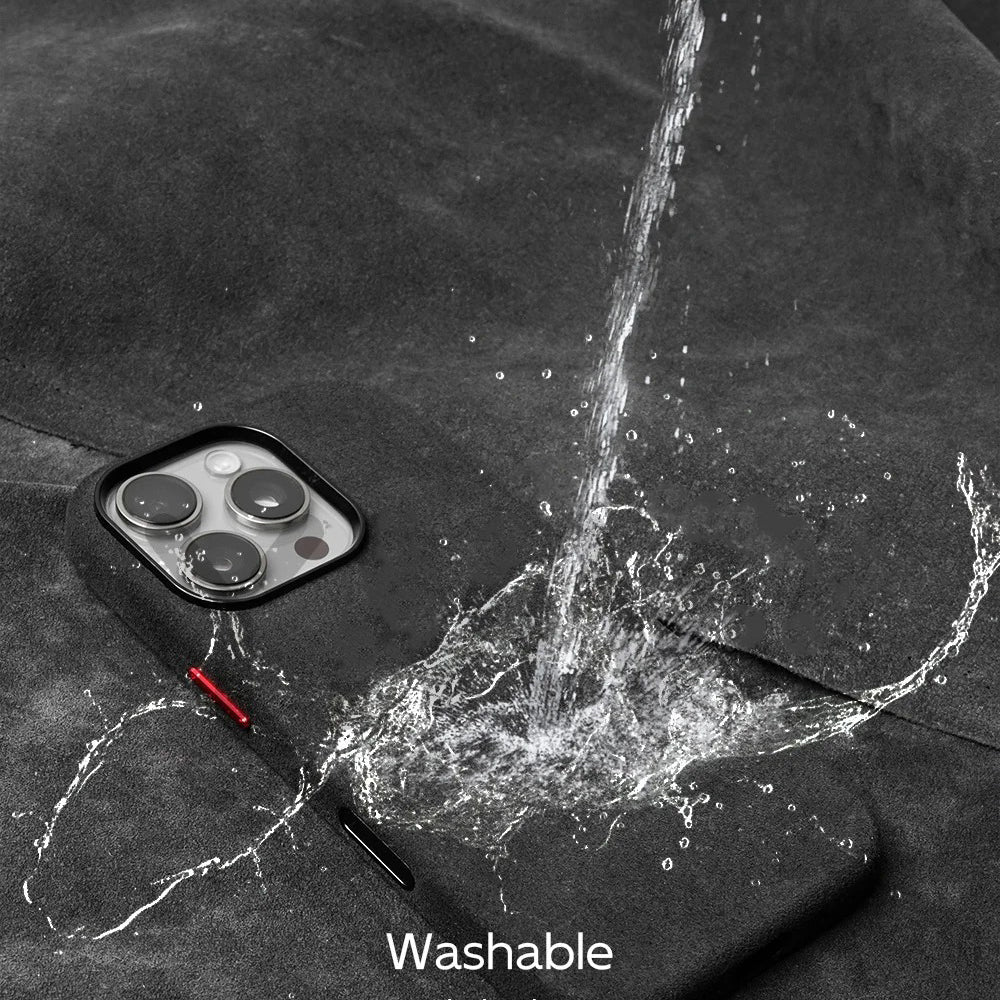 Luxury iPhone Case — MagSafe Suede Leather Cover with Supercar-Inspired Interior Design, Anti-Fingerprint Matte Finish and Non-Slip Protection