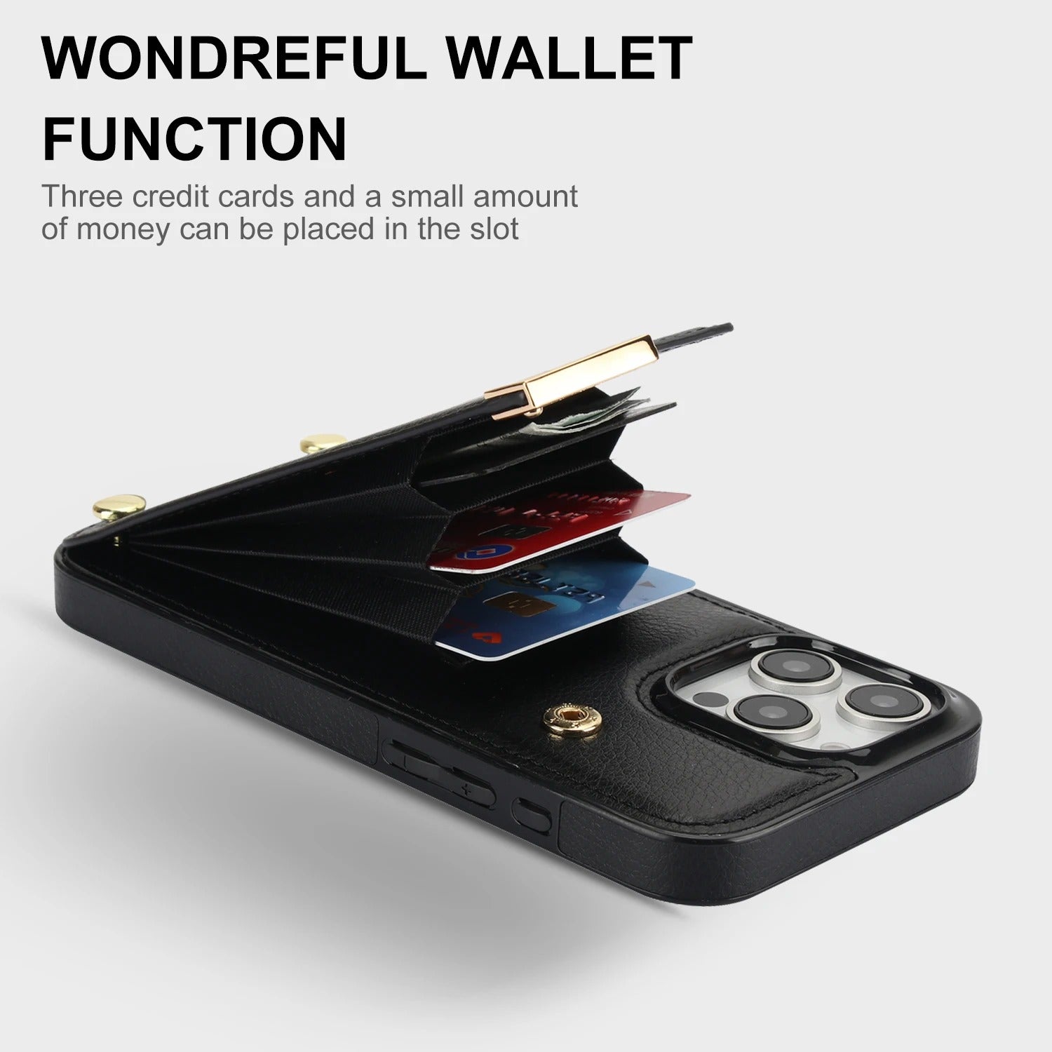 Luxury iPhone Case — PU Leather Wallet Cover with Card Holder Storage, Shockproof Anti-Drop Protection and Sleek Anti-Fingerprint Design