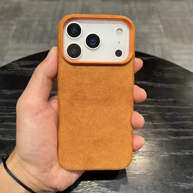 Luxury iPhone Case — Suede Leather Magnetic Cover with MagSafe Charging, Shockproof Hard Protection, Matte Anti-Fingerprint Non-Slip Design