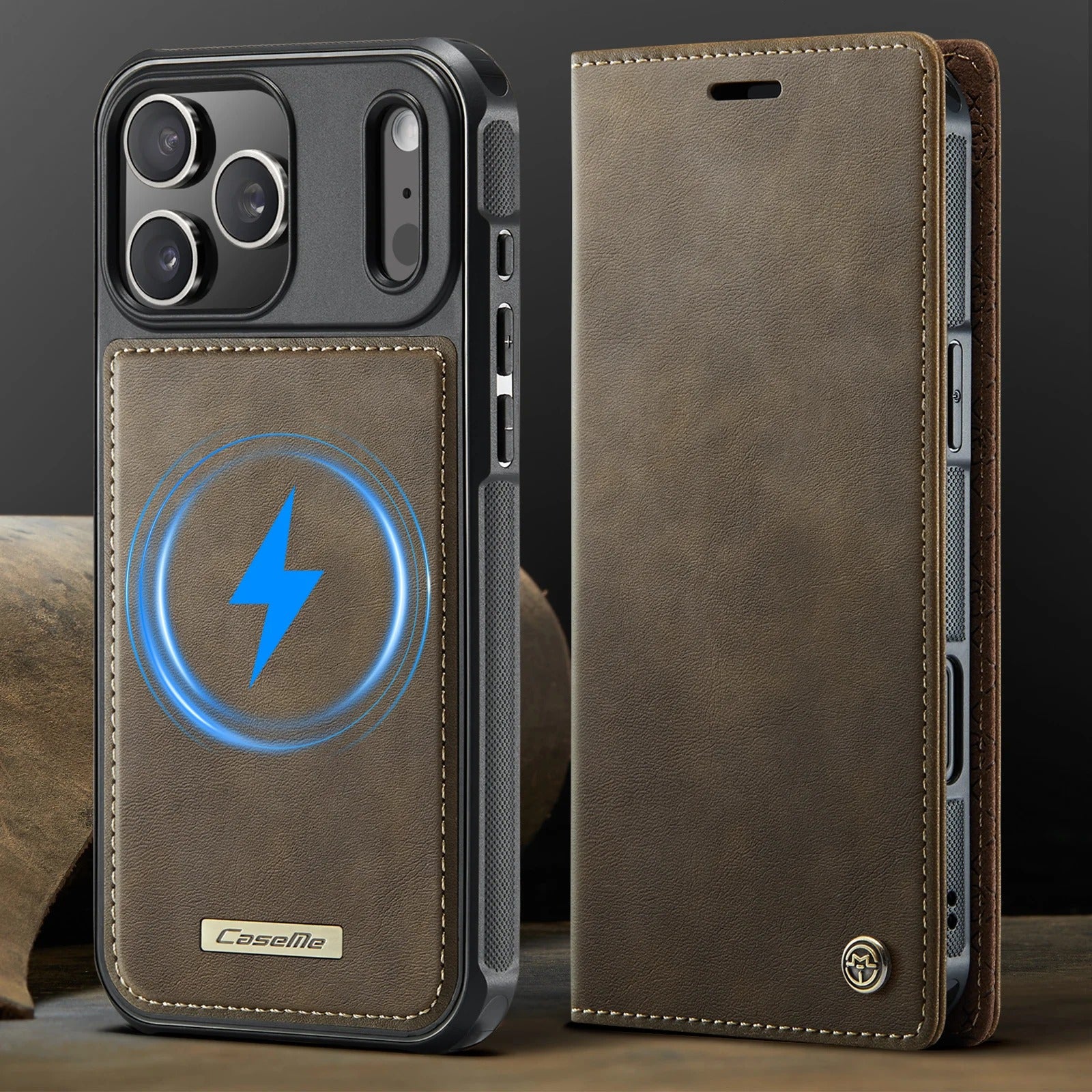 Luxury iPhone Detachable Magnetic Leather Wallet Case, MagSafe-Compatible Flip Card Holder with Premium Finish