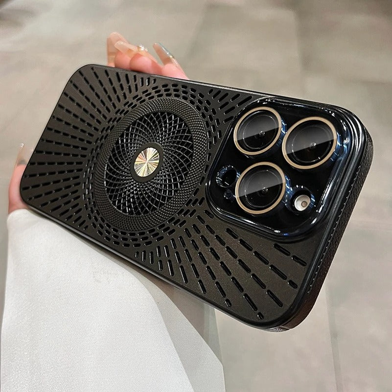 Luxury iPhone MagSafe Case Heat Dissipation Design — Ultra-Thin Anti-Drop Cover with Glass Camera Protector, Shockproof Anti-Fingerprint Scratch-Resistant Finish