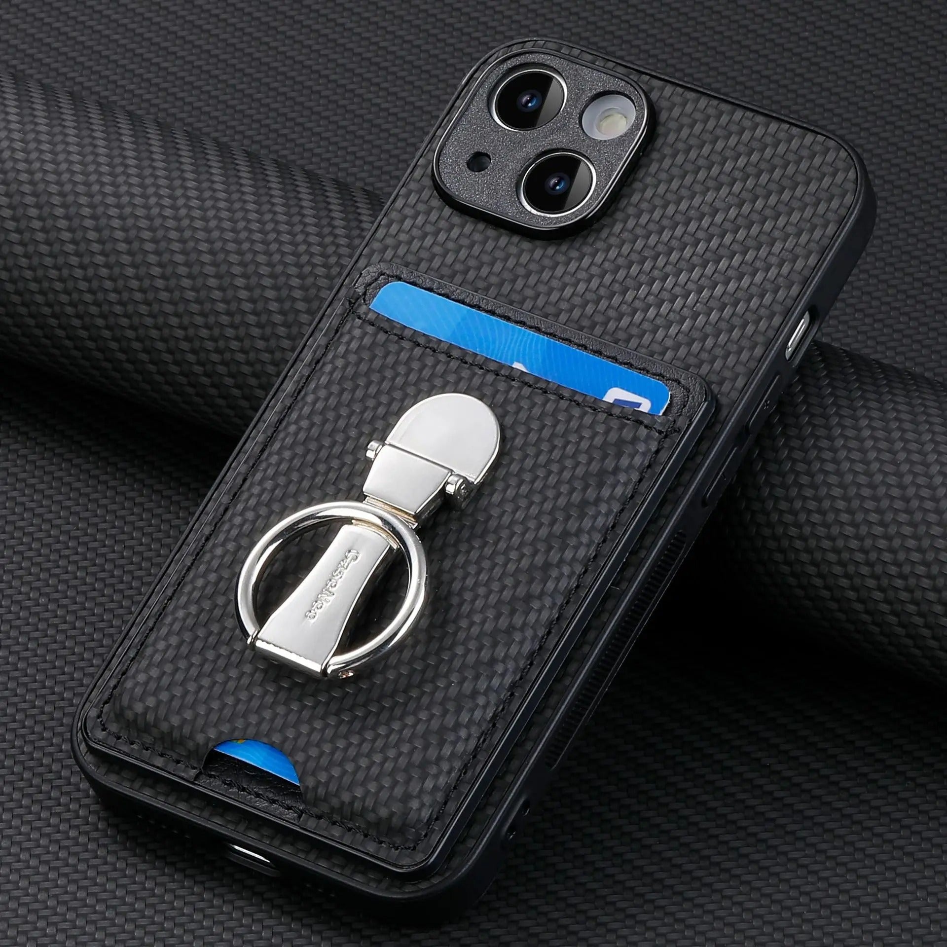 Premium iPhone Case — Leather Wallet Cover with Card Holder, Finger Ring Stand, Magnetic Grip and Lightweight Anti-Scratch Design