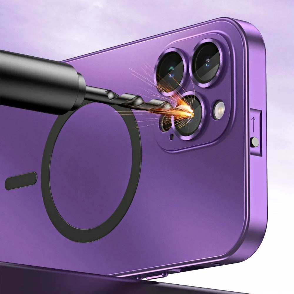 Premium iPhone Case Magnetic Aluminum Metal Frame — PC Backboard Hard Cover, MagSafe Wireless Charging Compatible, Shockproof Matte Anti-Fingerprint Design