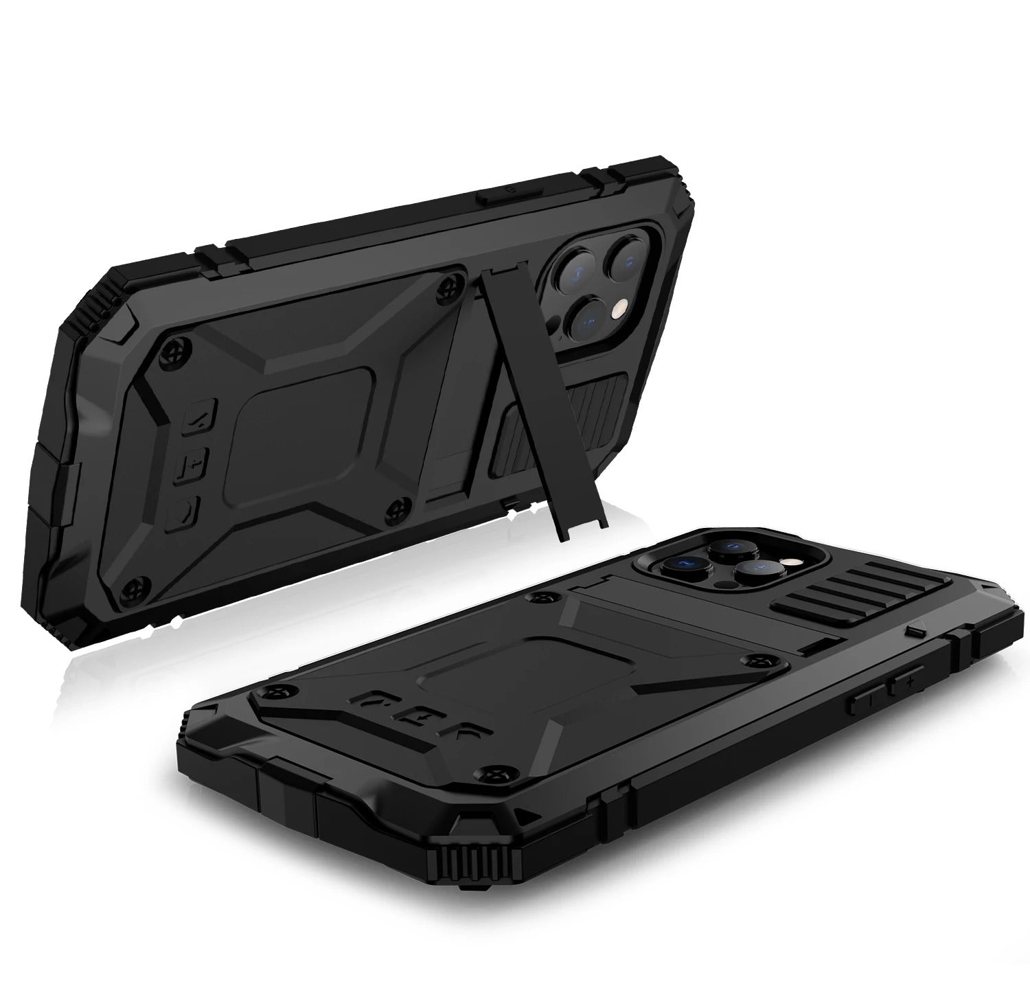 Rugged iPhone Case — Heavy-Duty Aluminum Armor Cover with Shockproof Bumper Design, Screen Guard Protection and Dustproof Anti-Fingerprint Finish