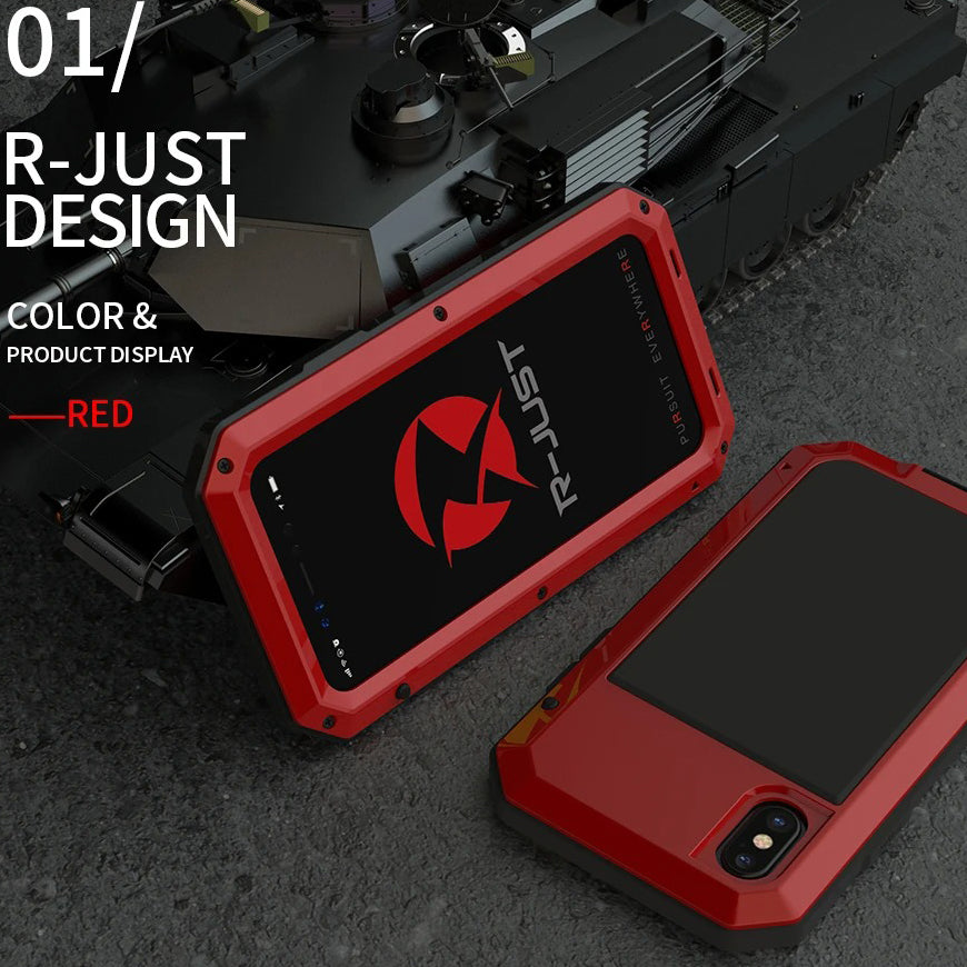 Rugged iPhone Case — Heavy-Duty Aluminum Military Cover with Gorilla Glass Screen Protection, Full-Body Shockproof Dustproof Non-Slip Design