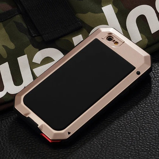 Rugged iPhone Case — Heavy-Duty Aluminum Military Cover with Gorilla Glass Screen Protection, Full-Body Shockproof Dustproof Non-Slip Design