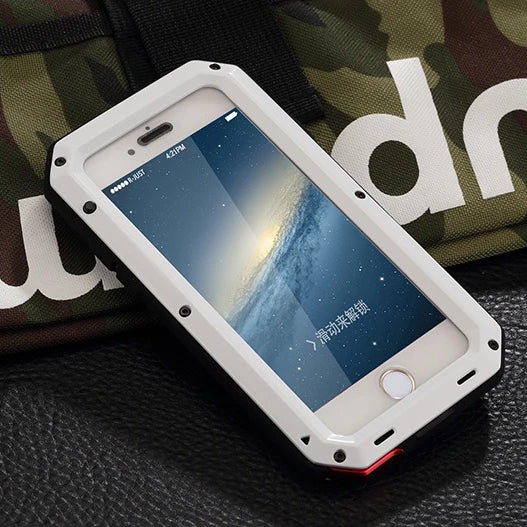 Rugged iPhone Case — Heavy-Duty Aluminum Military Cover with Gorilla Glass Screen Protection, Full-Body Shockproof Dustproof Non-Slip Design