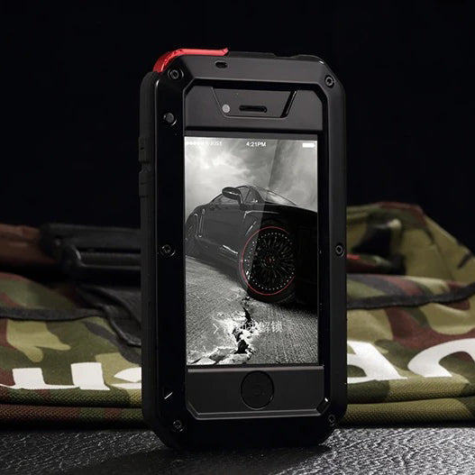 Rugged iPhone Case — Heavy-Duty Aluminum Military Cover with Gorilla Glass Screen Protection, Full-Body Shockproof Dustproof Non-Slip Design