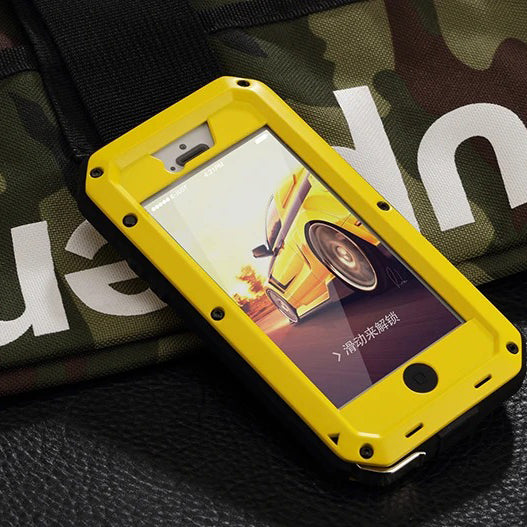 Rugged iPhone Case — Heavy-Duty Aluminum Military Cover with Gorilla Glass Screen Protection, Full-Body Shockproof Dustproof Non-Slip Design