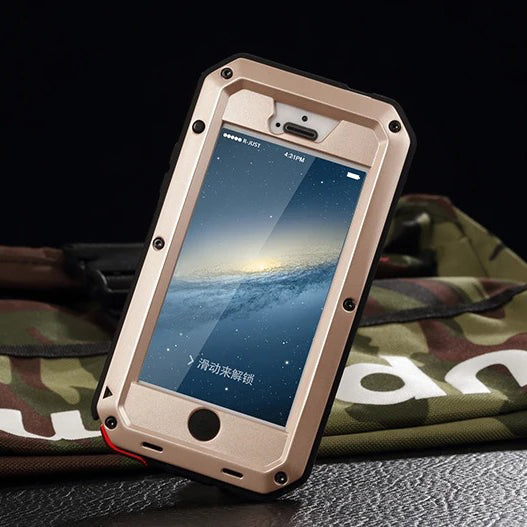 Rugged iPhone Case — Heavy-Duty Aluminum Military Cover with Gorilla Glass Screen Protection, Full-Body Shockproof Dustproof Non-Slip Design