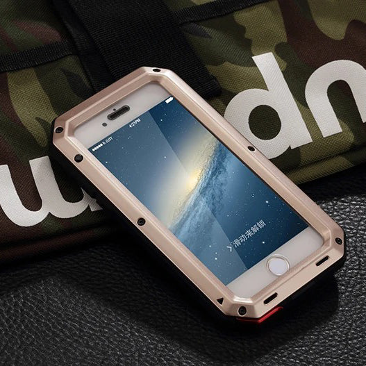 Rugged iPhone Case — Heavy-Duty Aluminum Military Cover with Gorilla Glass Screen Protection, Full-Body Shockproof Dustproof Non-Slip Design