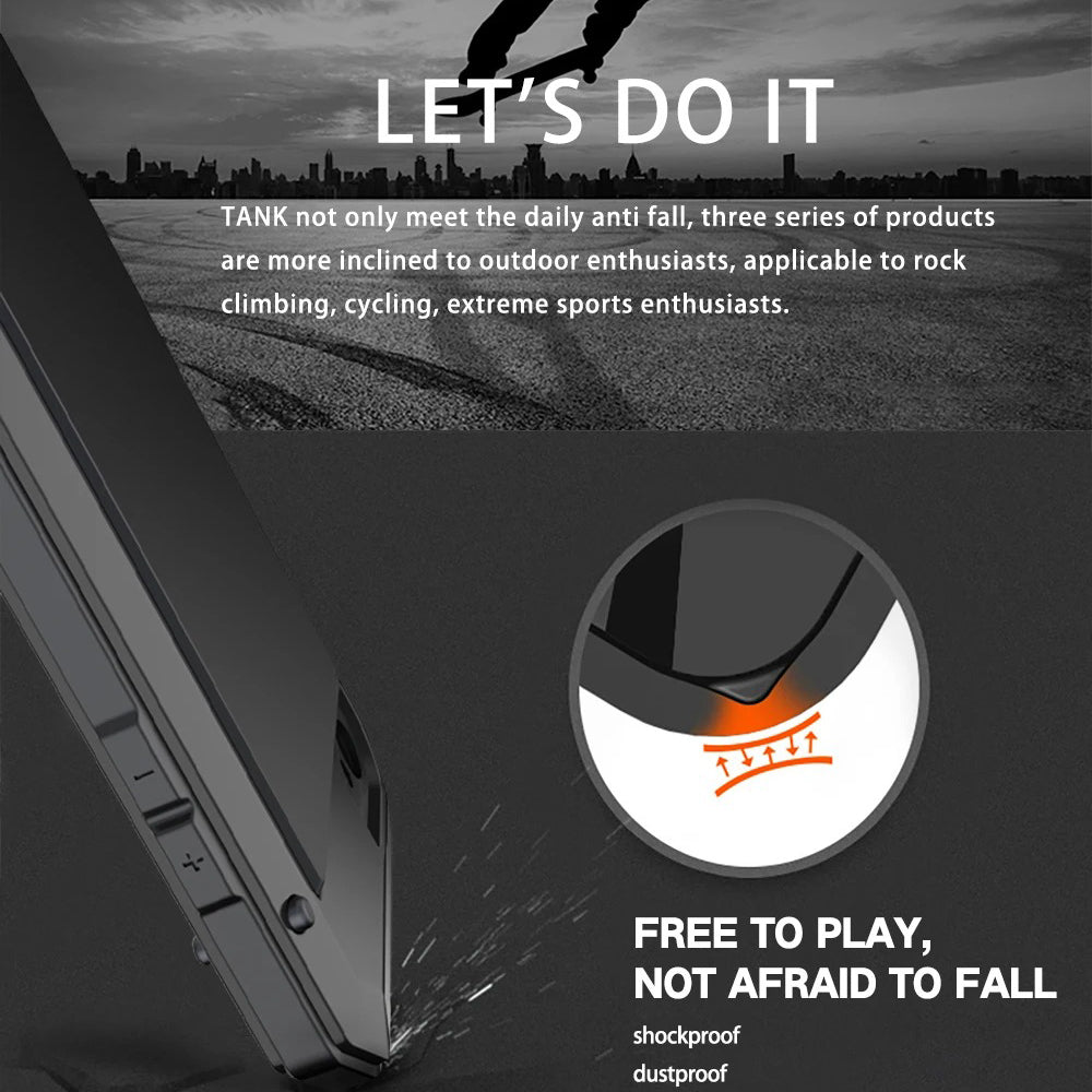 Rugged iPhone Case — Heavy-Duty Aluminum Military Cover with Gorilla Glass Screen Protection, Full-Body Shockproof Dustproof Non-Slip Design