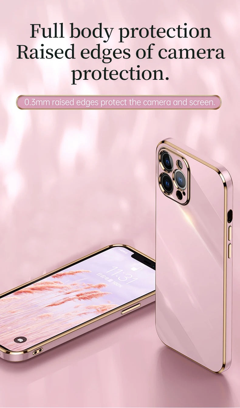 Luxury iPhone Case Solid Color Plating Cover — Soft Silicone Back, Slim Lightweight Design, Anti-Fingerprint Scratch-Resistant Finish, Stylish Minimalist Look