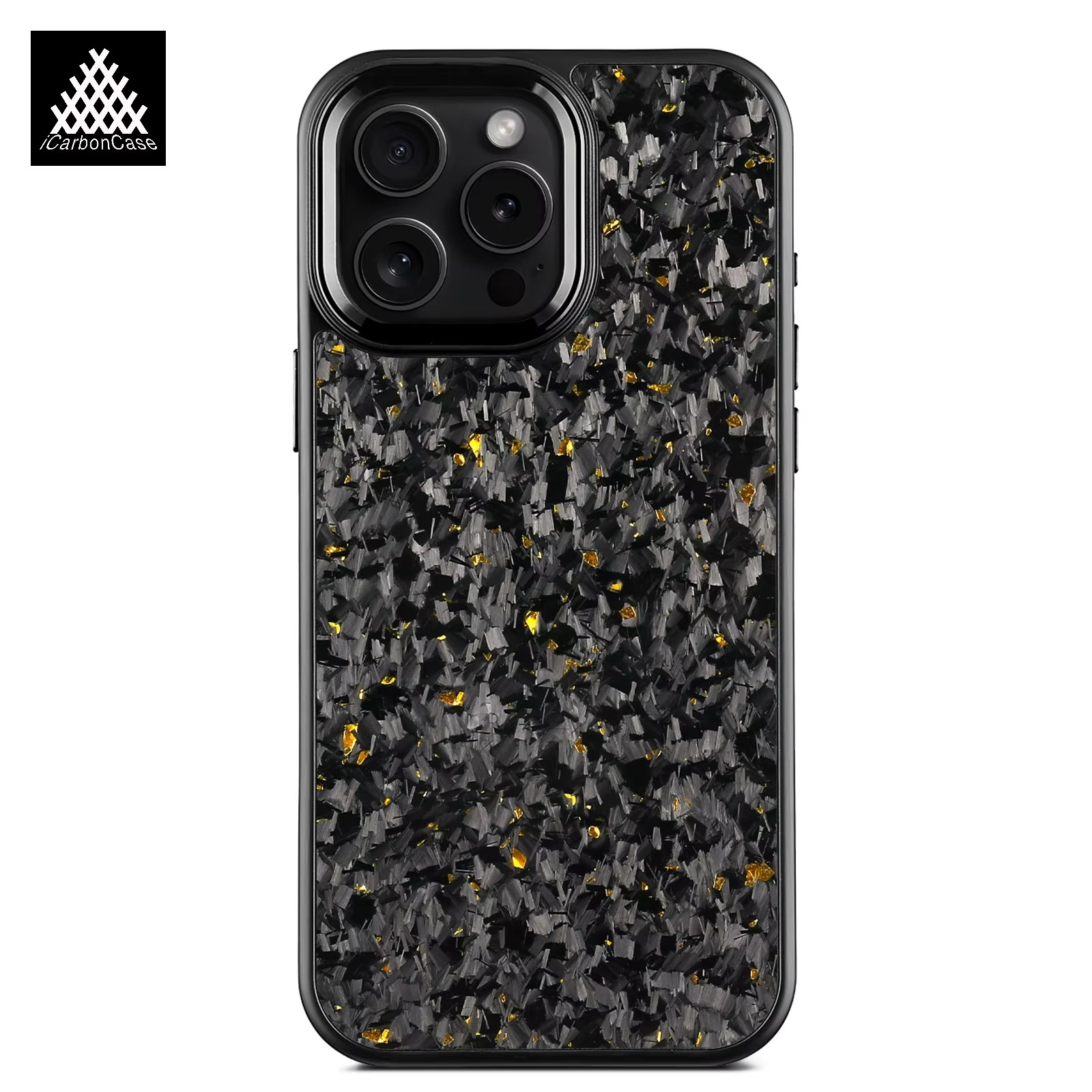 Premium iPhone Case — Real Forged Carbon Fiber MagSafe Cover with Metal Lens & Button Accents, Shockproof Dual-Layer Full-Coverage Lightweight Design