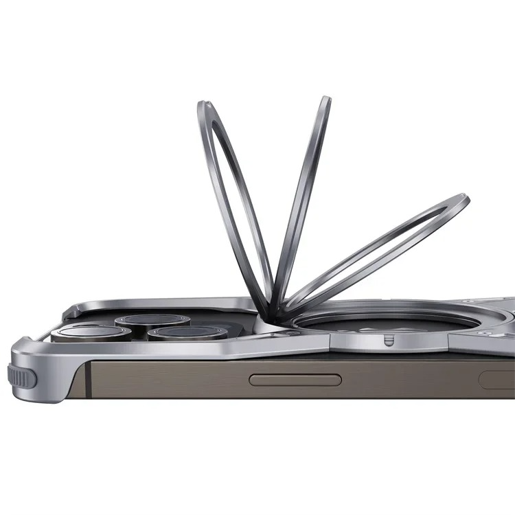 Rugged iPhone Case 360° X-Shaped Mechanical Design — Aluminum Magnetic Frameless Cover with Stand, Noctilucent Finish, Heavy Duty Shockproof Scratch-Resistant Protection